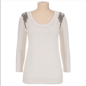 M / Maurices white knit jewel design sweater